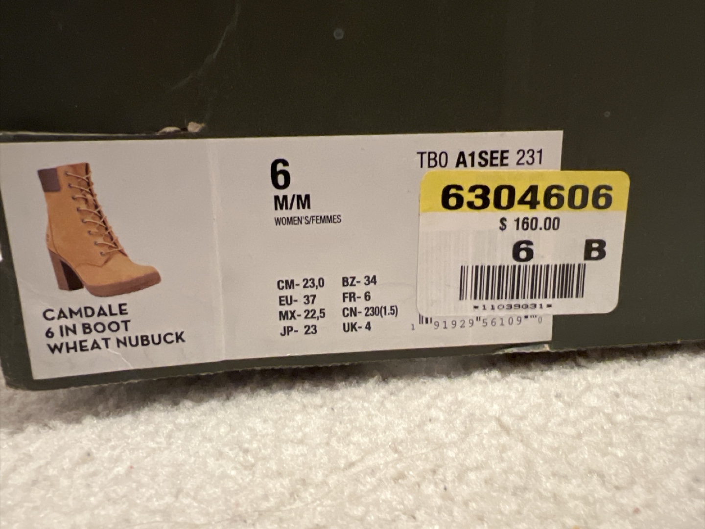 Timberland Camdale 6-Inch Wheat Nubuck Boots - Size 6 - photo 3