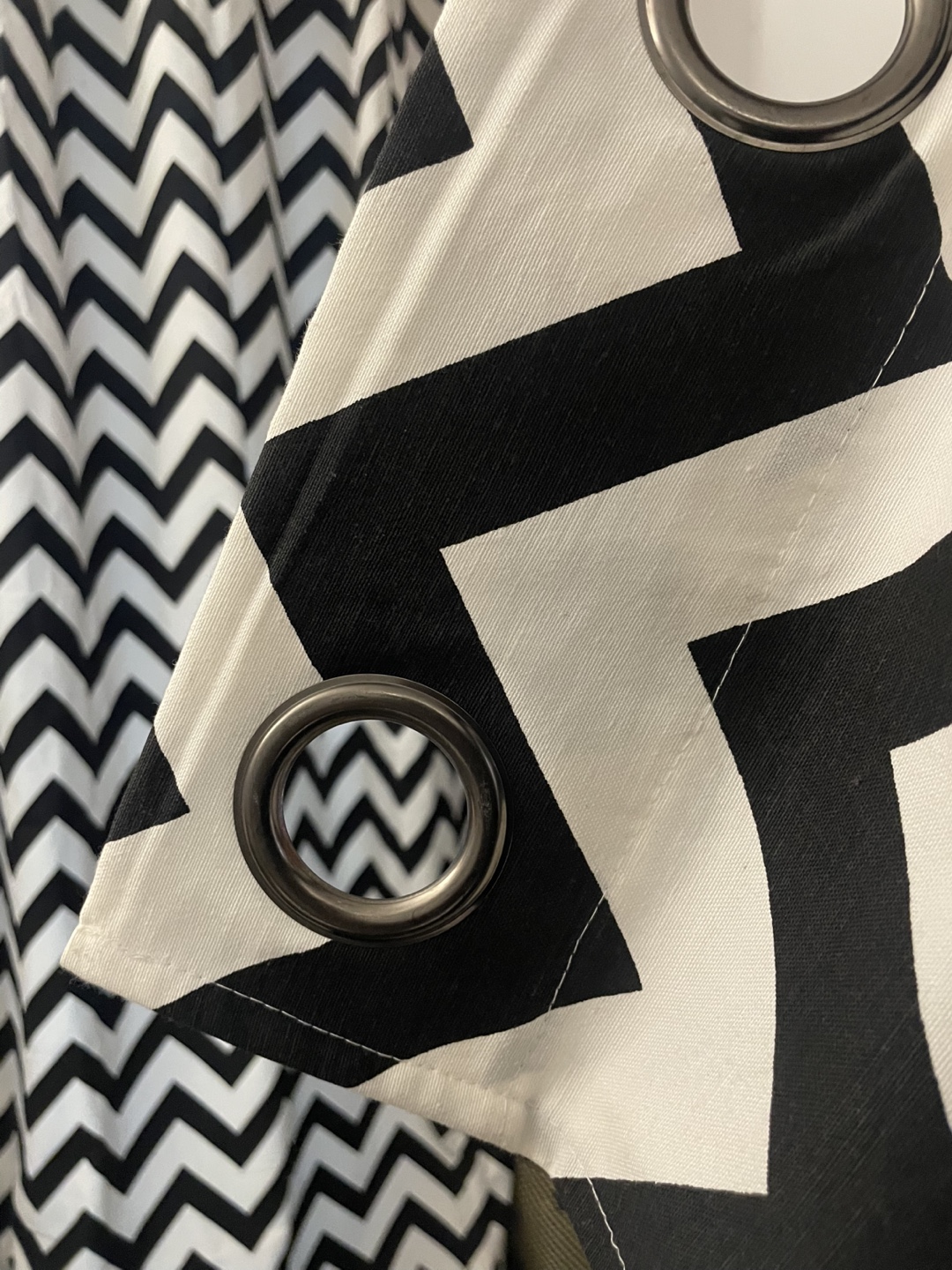 Black and White Chevron Grommet Curtains - Set of Four - photo 3
