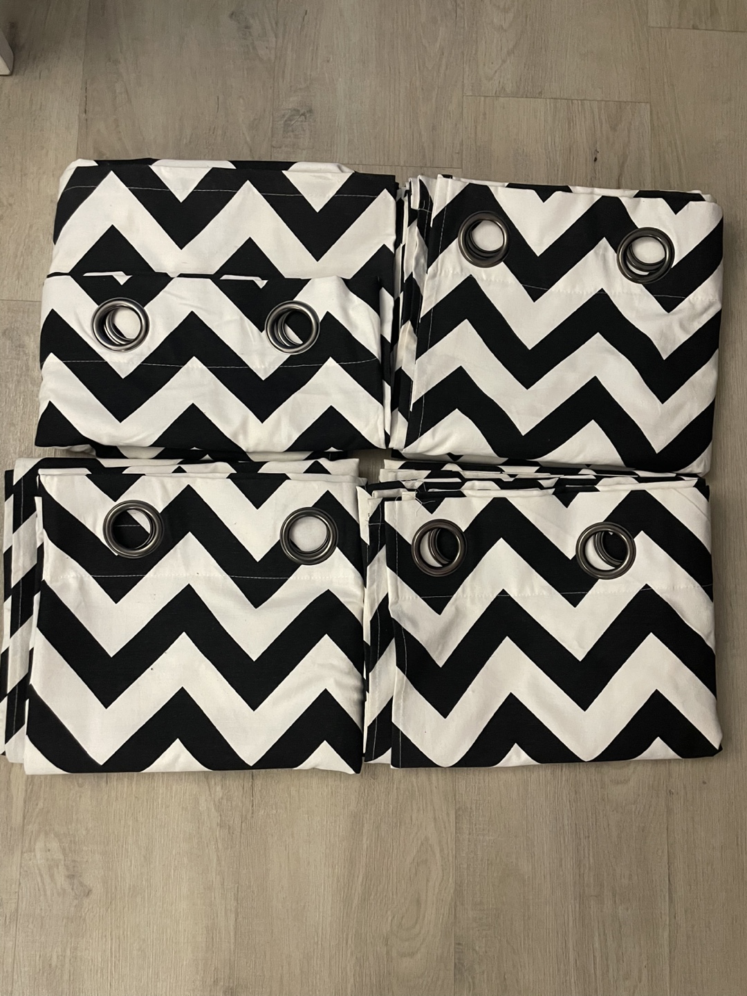 Black and White Chevron Grommet Curtains - Set of Four - photo 2