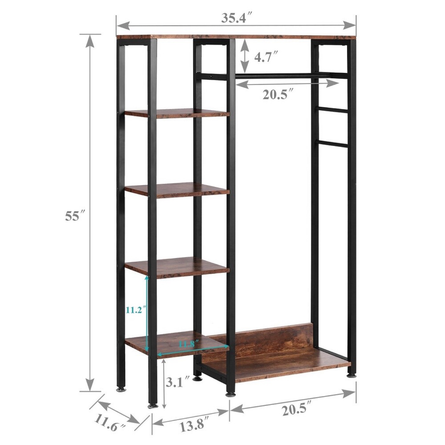 Rustic Brown & Black Metal Clothing Rack - photo 4