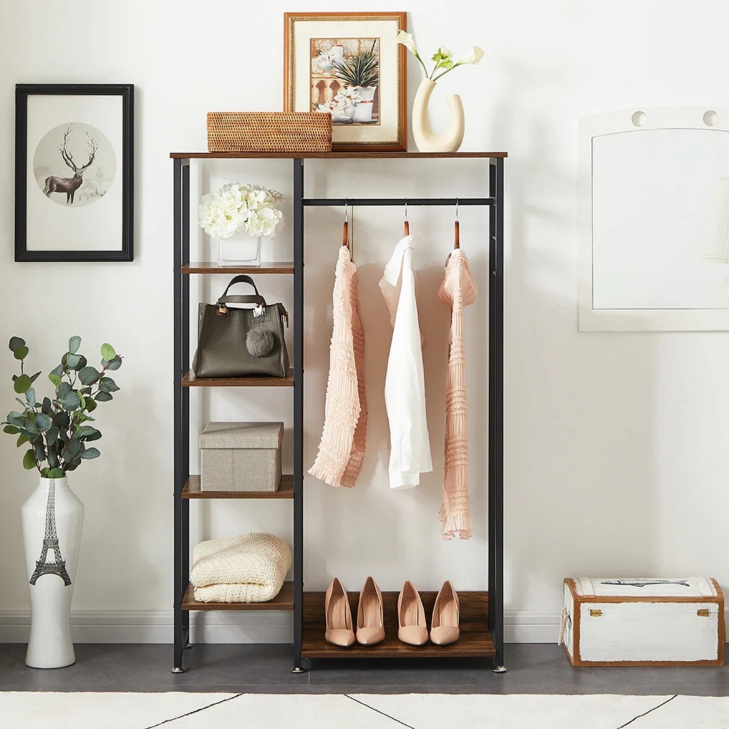 Rustic Brown & Black Metal Clothing Rack - photo 3