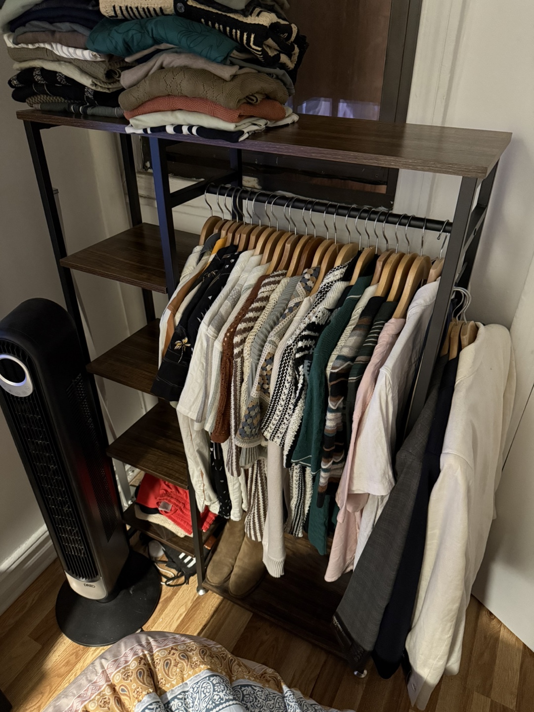 Rustic Brown & Black Metal Clothing Rack