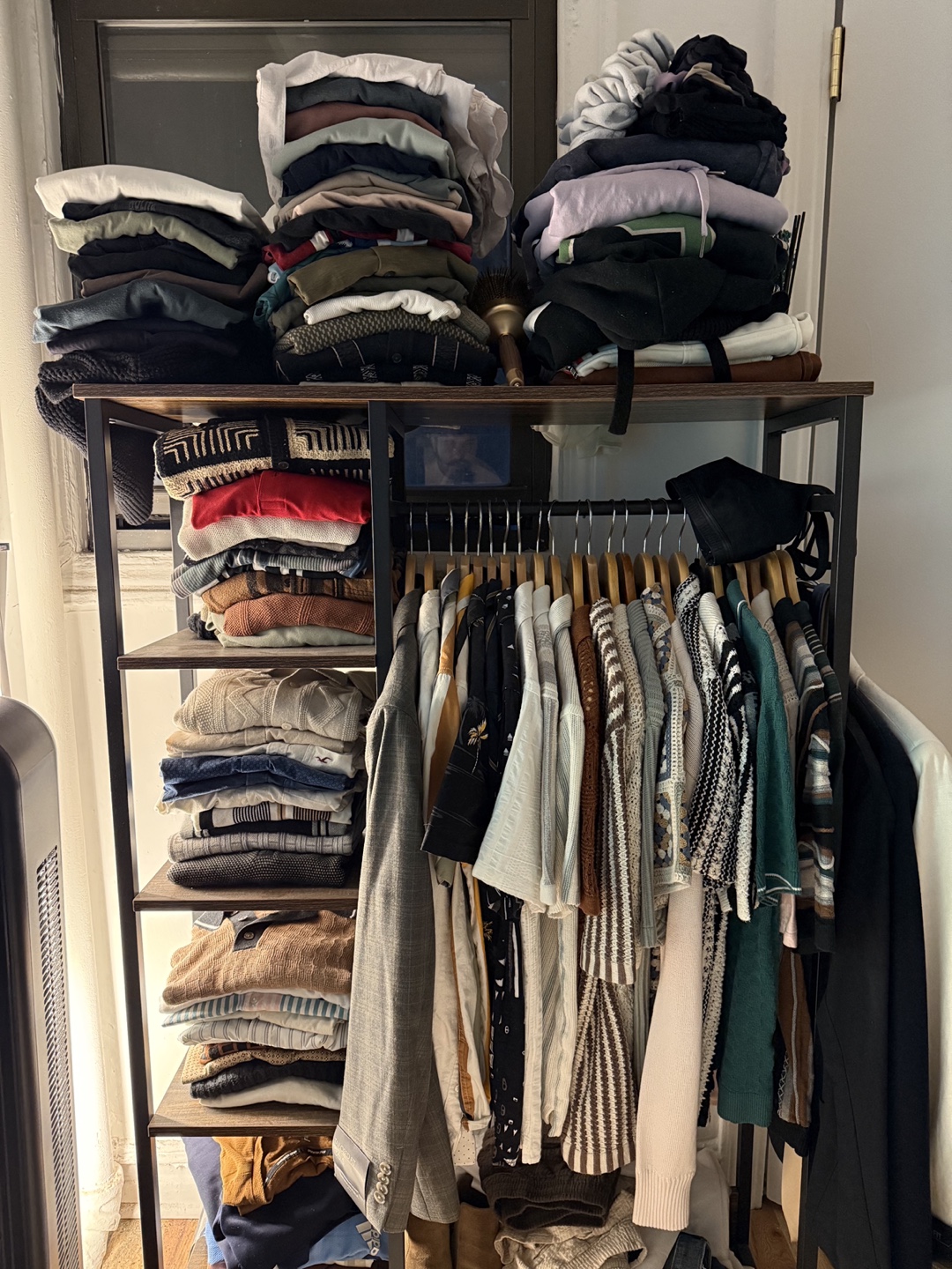 Rustic Brown & Black Metal Clothing Rack - photo 2