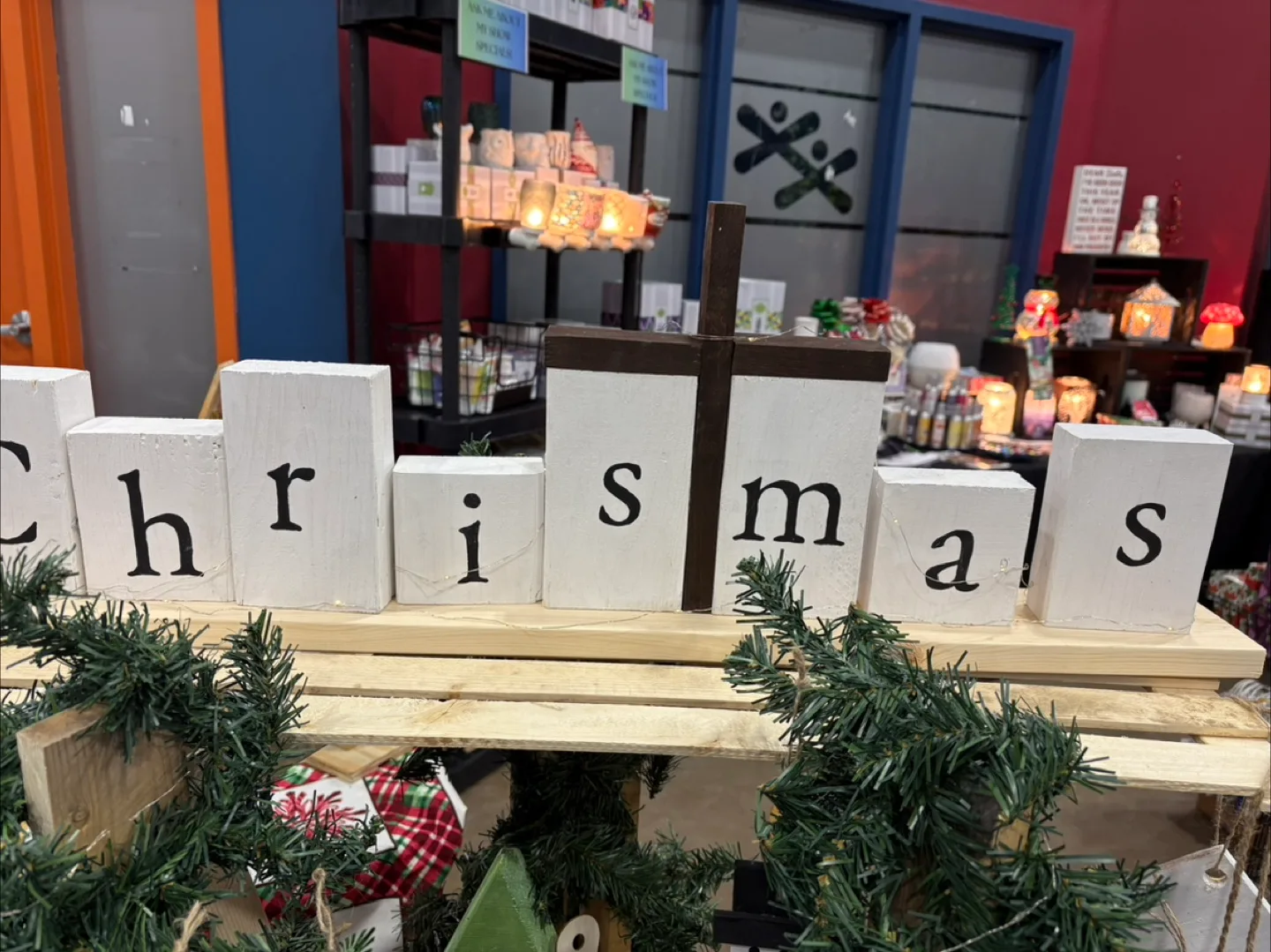 Christmas Block Letters with Cross thumbnail
