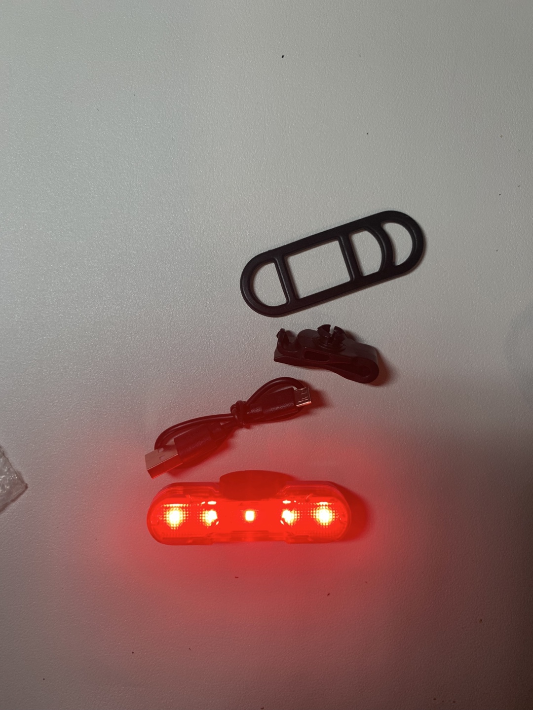 Red Bike Tail Light with USB Charging Cable and Mounts