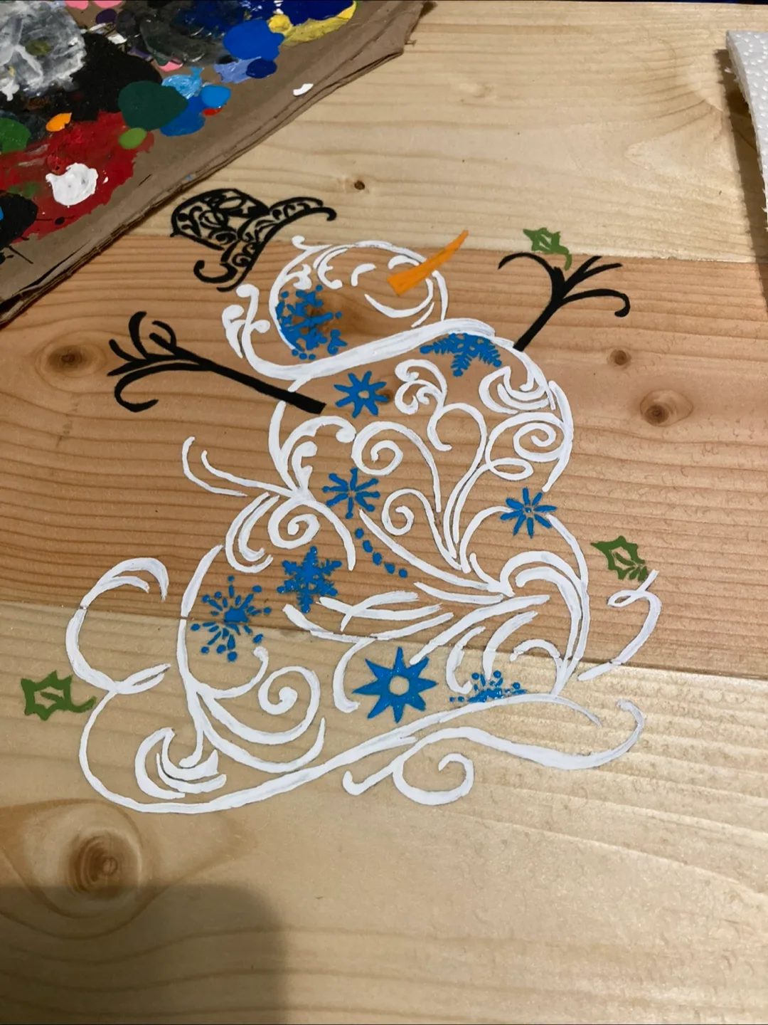 Hand-painted Snowman serving tray thumbnail