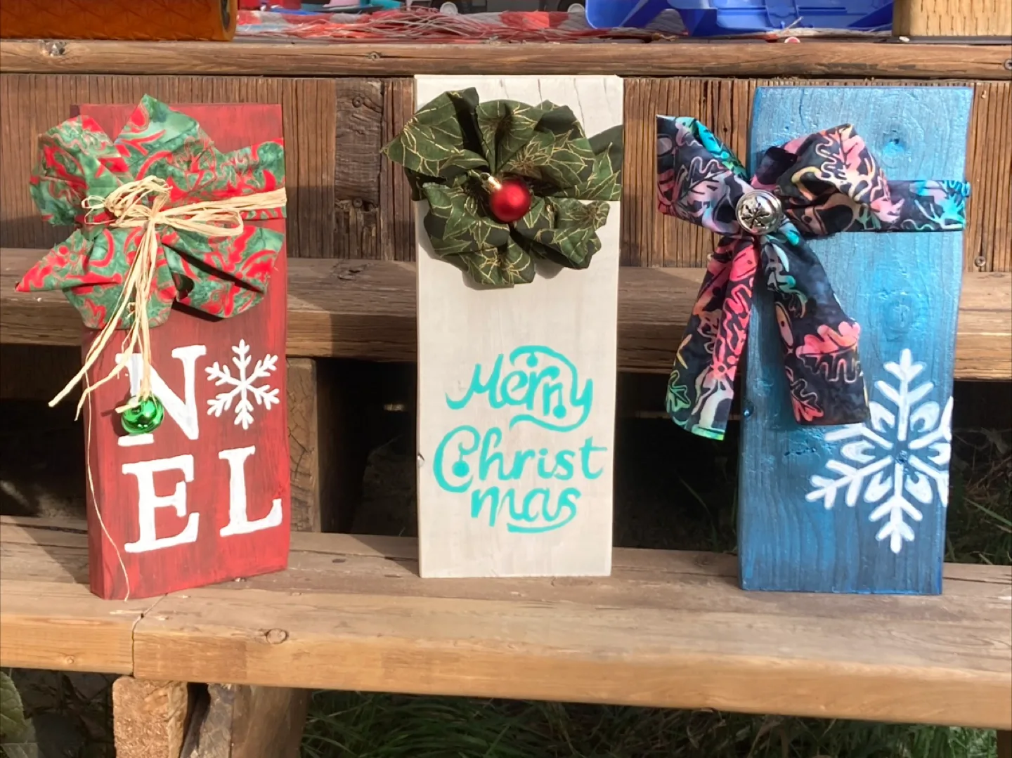Set of Three Christmas Decor Wooden Blocks thumbnail