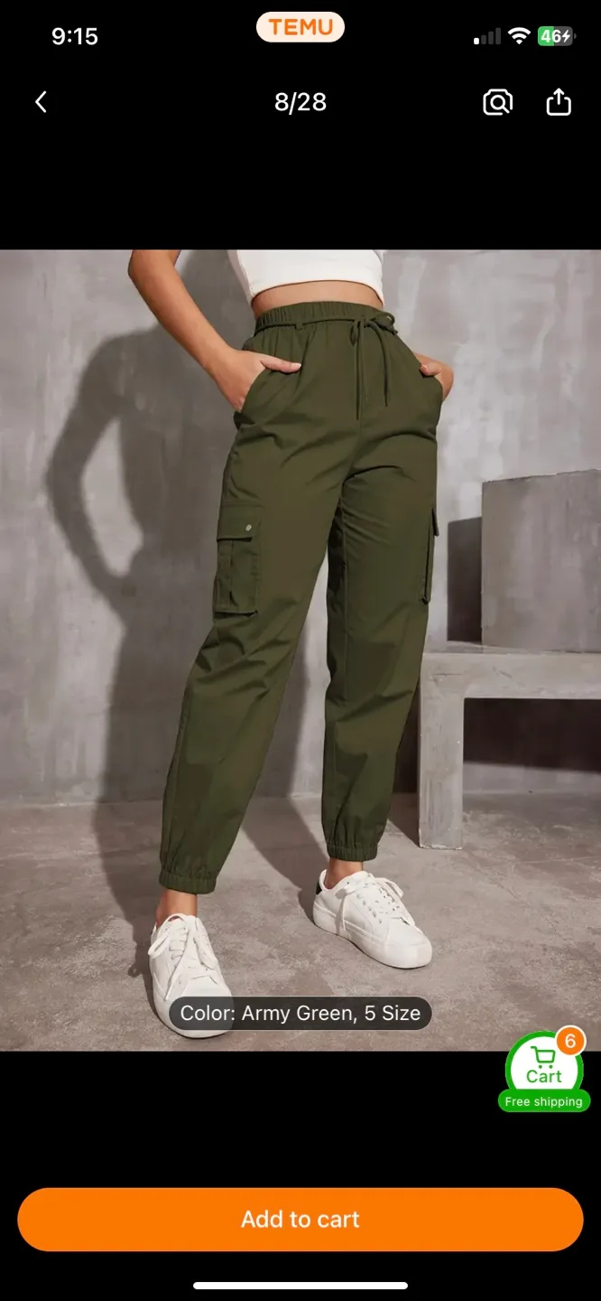 Women's Army Green Cargo Pants thumbnail
