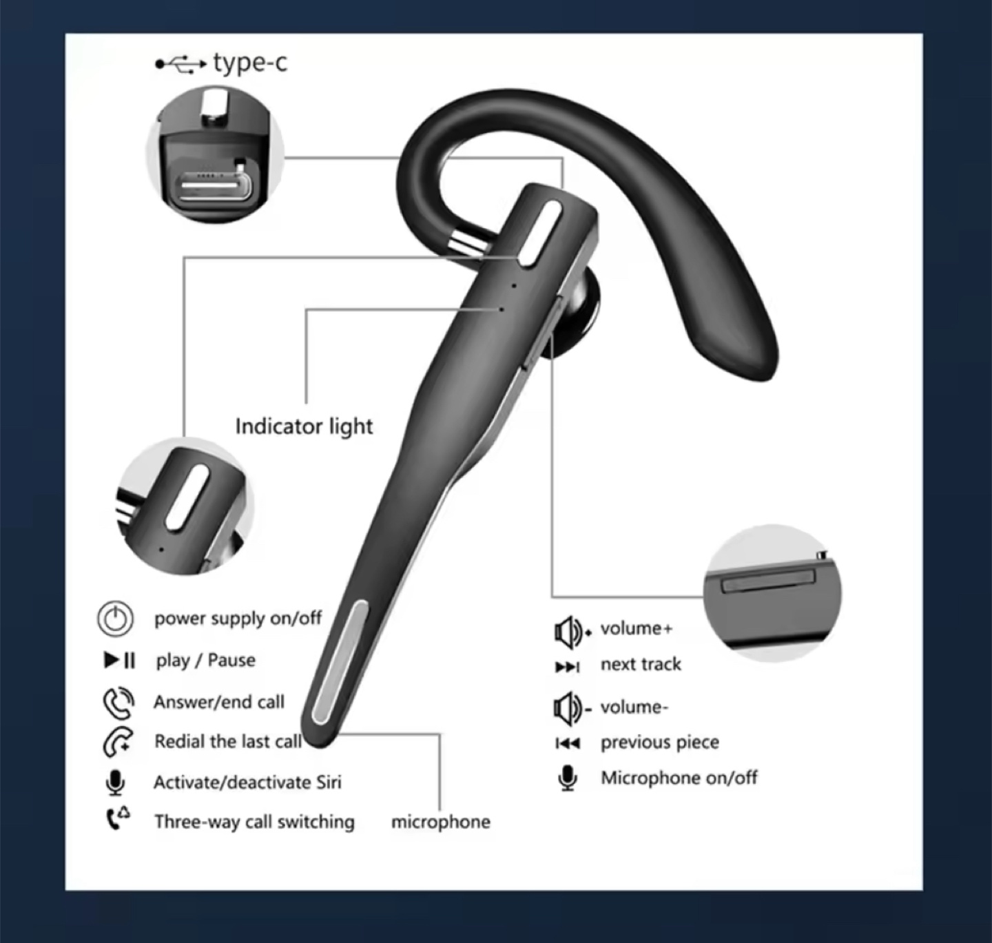Bluetooth Headset - Wireless Mono Earpiece