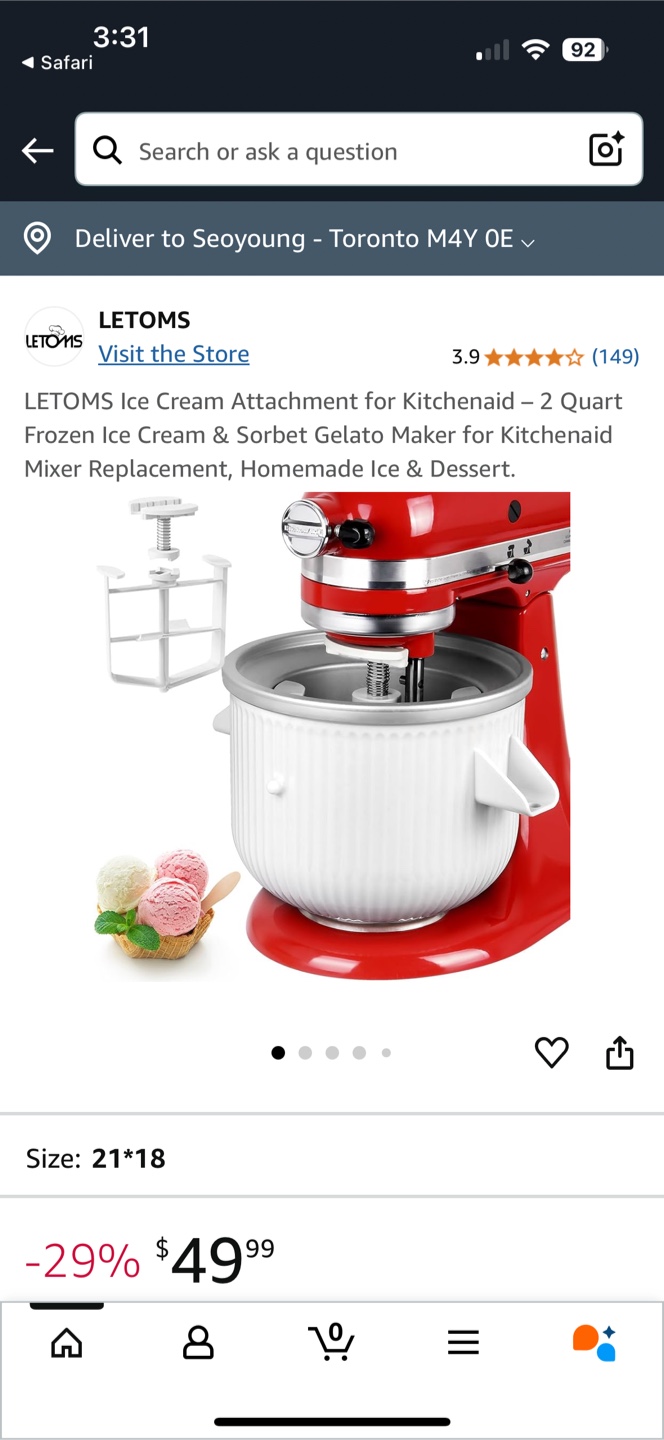 KitchenAid Mixer+icecream attachment + slice attach - photo 2
