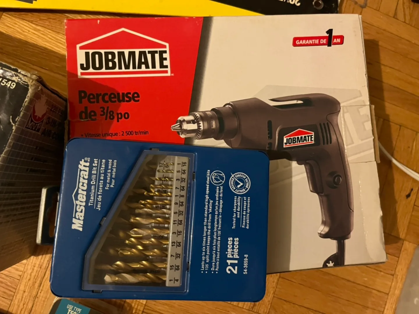 Jobmate 3/8" Drill with Mastercraft Titanium Drill Bit Set thumbnail