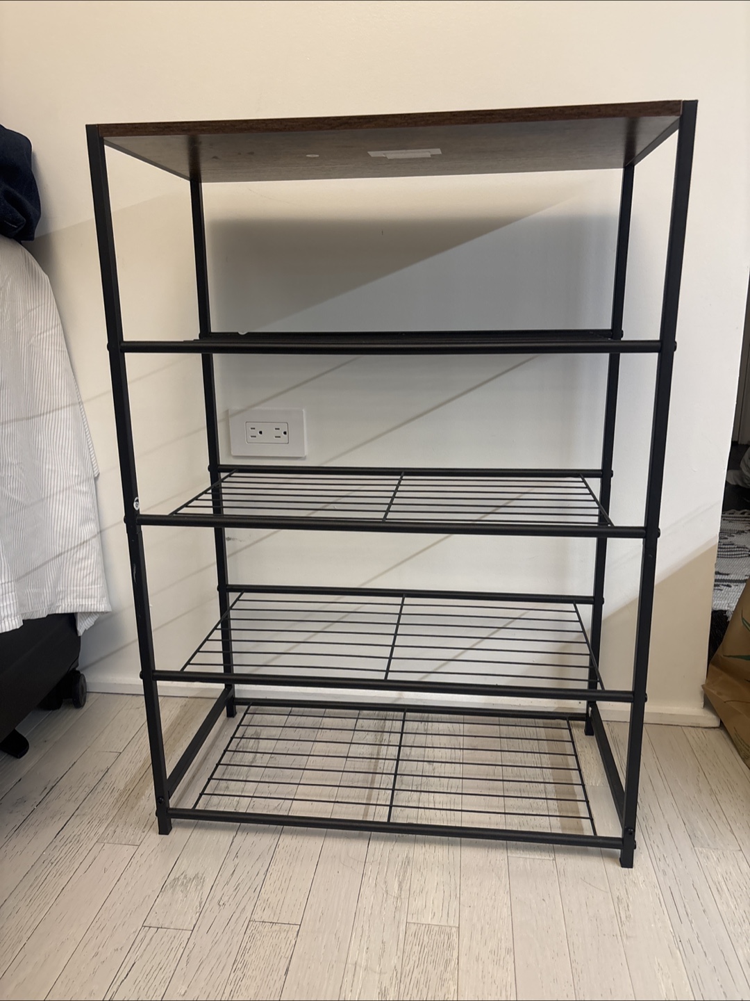 4-Tier Black Metal Shoe Rack
