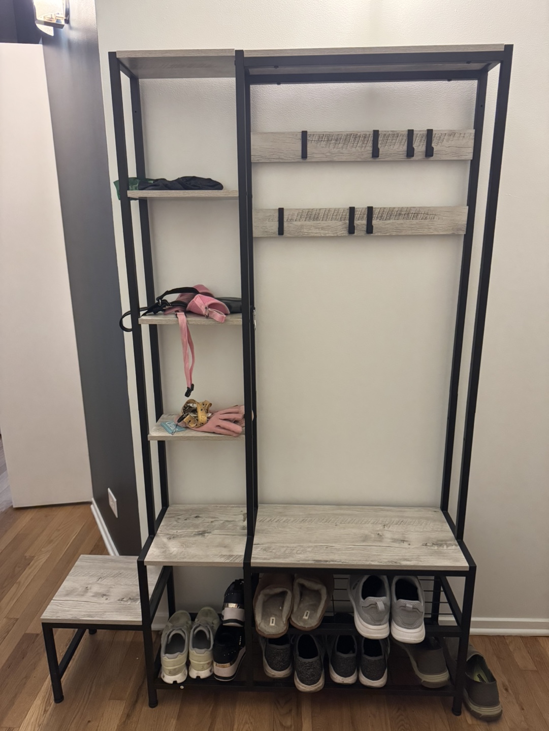 Hall Tree with Shoe Storage - Modern Farmhouse Style