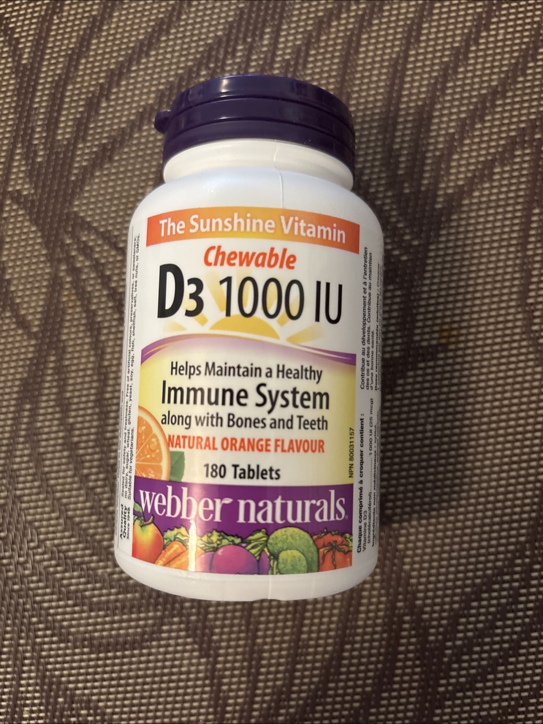 Webber Naturals Vitamin D3 1000 IU Chewable Tablets
