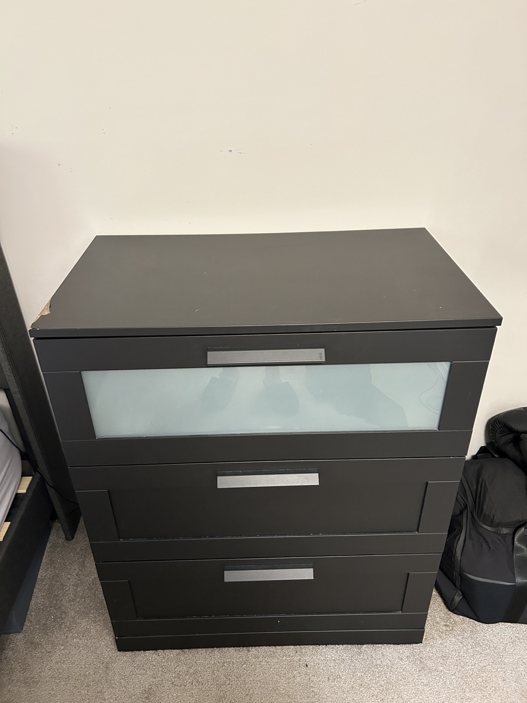 Black Three-Drawer Dresser
