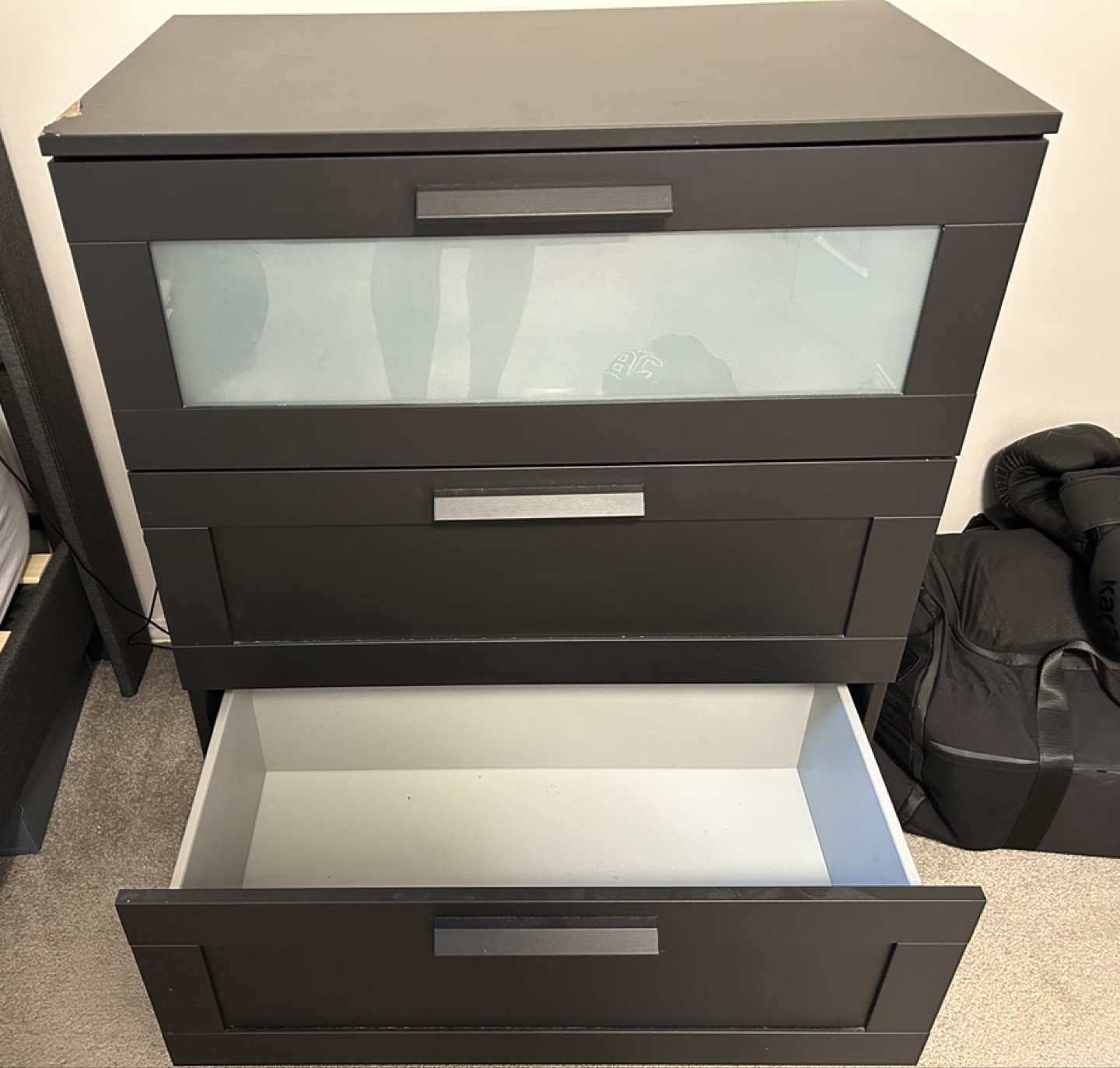 Black Three-Drawer Dresser - photo 3