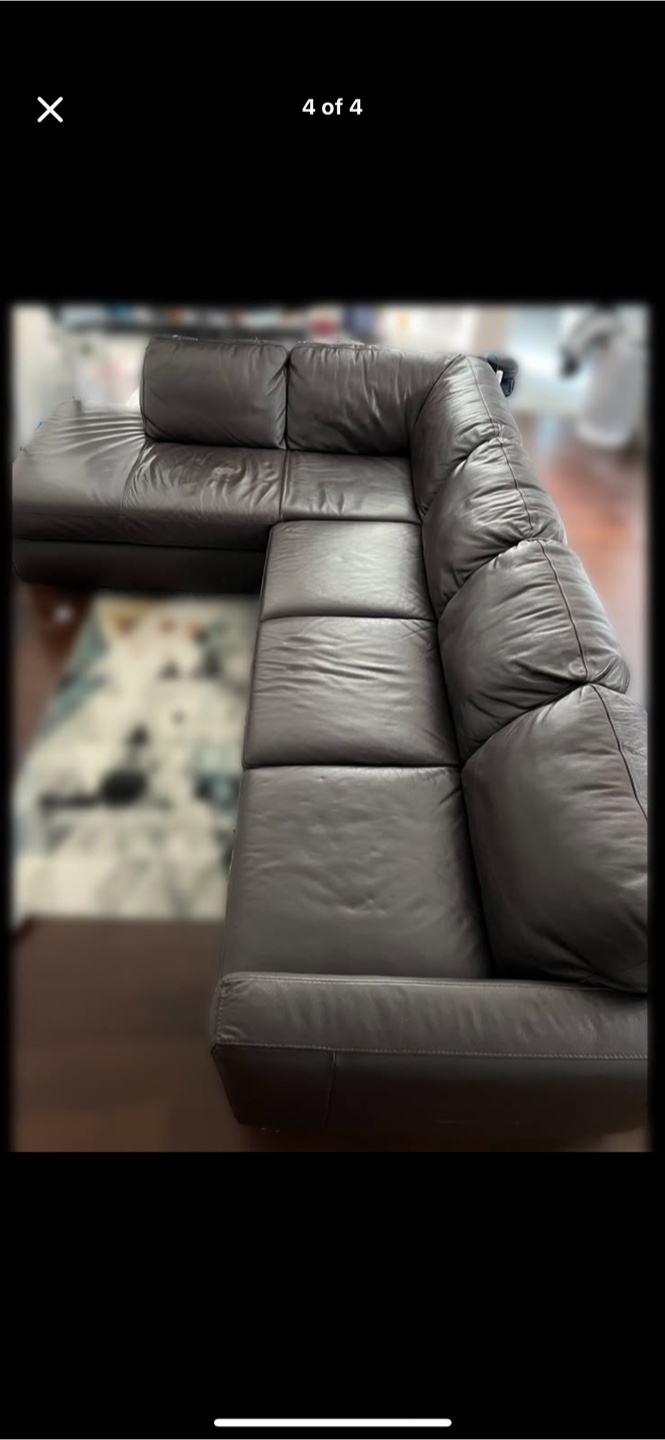 Brown Leather Sectional Sofa - photo 3