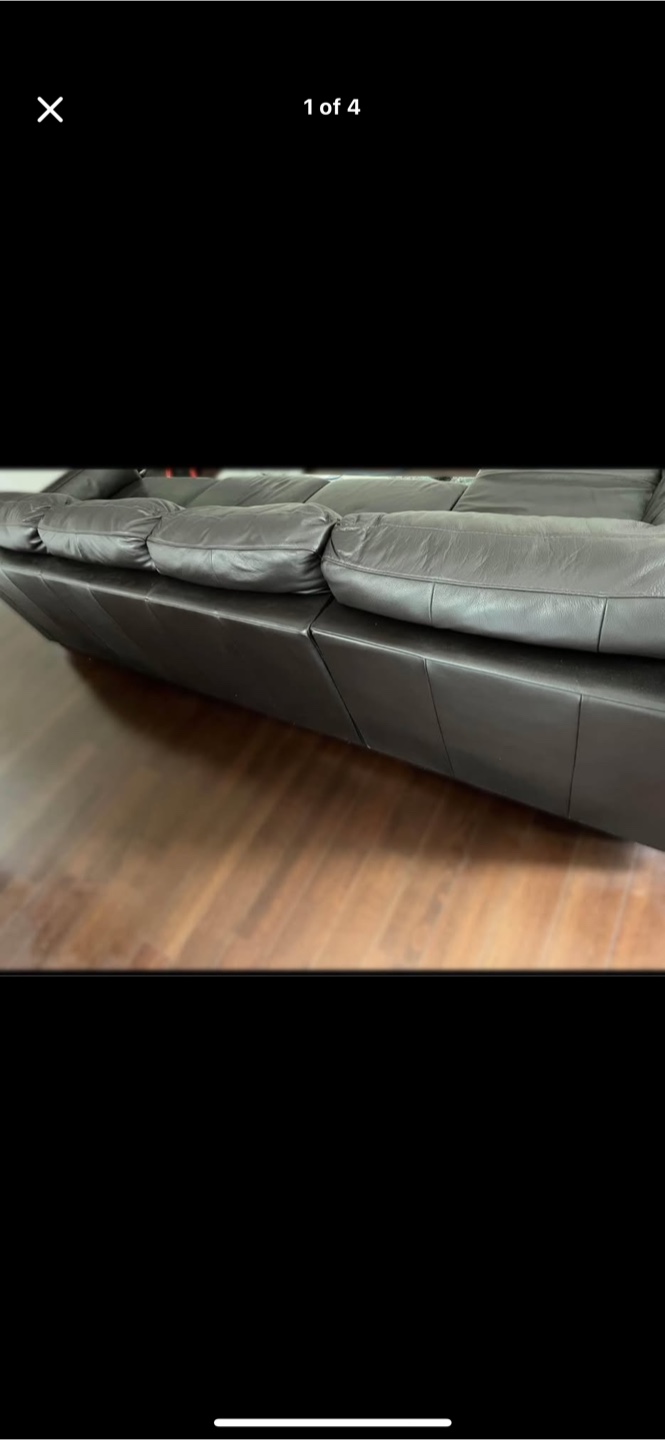 Brown Leather Sectional Sofa - photo 2
