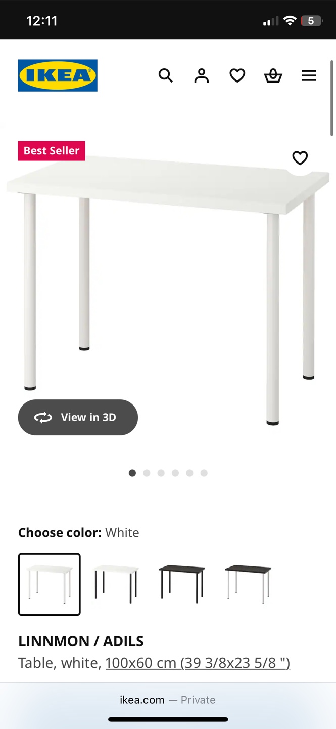 IKEA LINNMON/ADILS Table - White