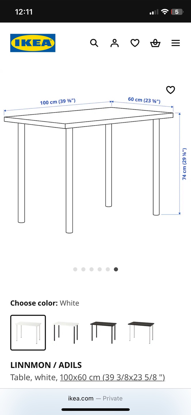 IKEA LINNMON/ADILS Table - White - photo 2