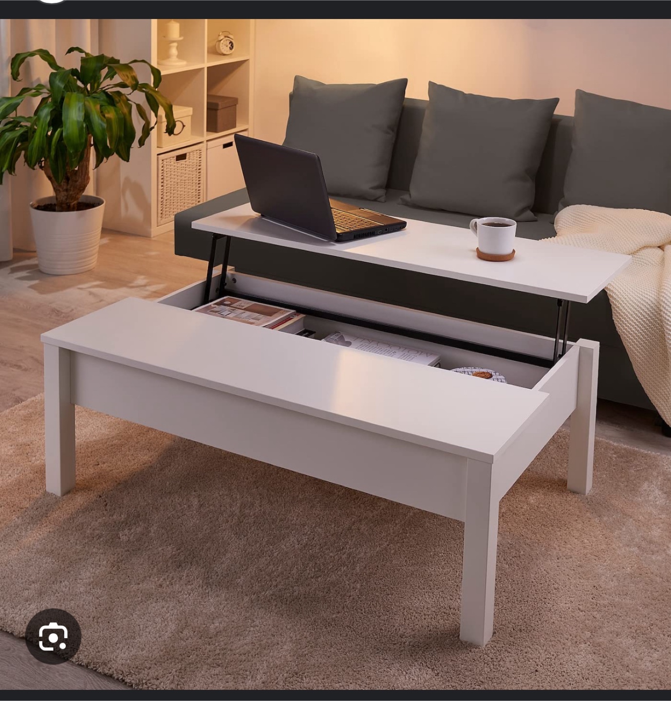 IKEA TRULSTORP White Lift-Top Coffee Table with Storage