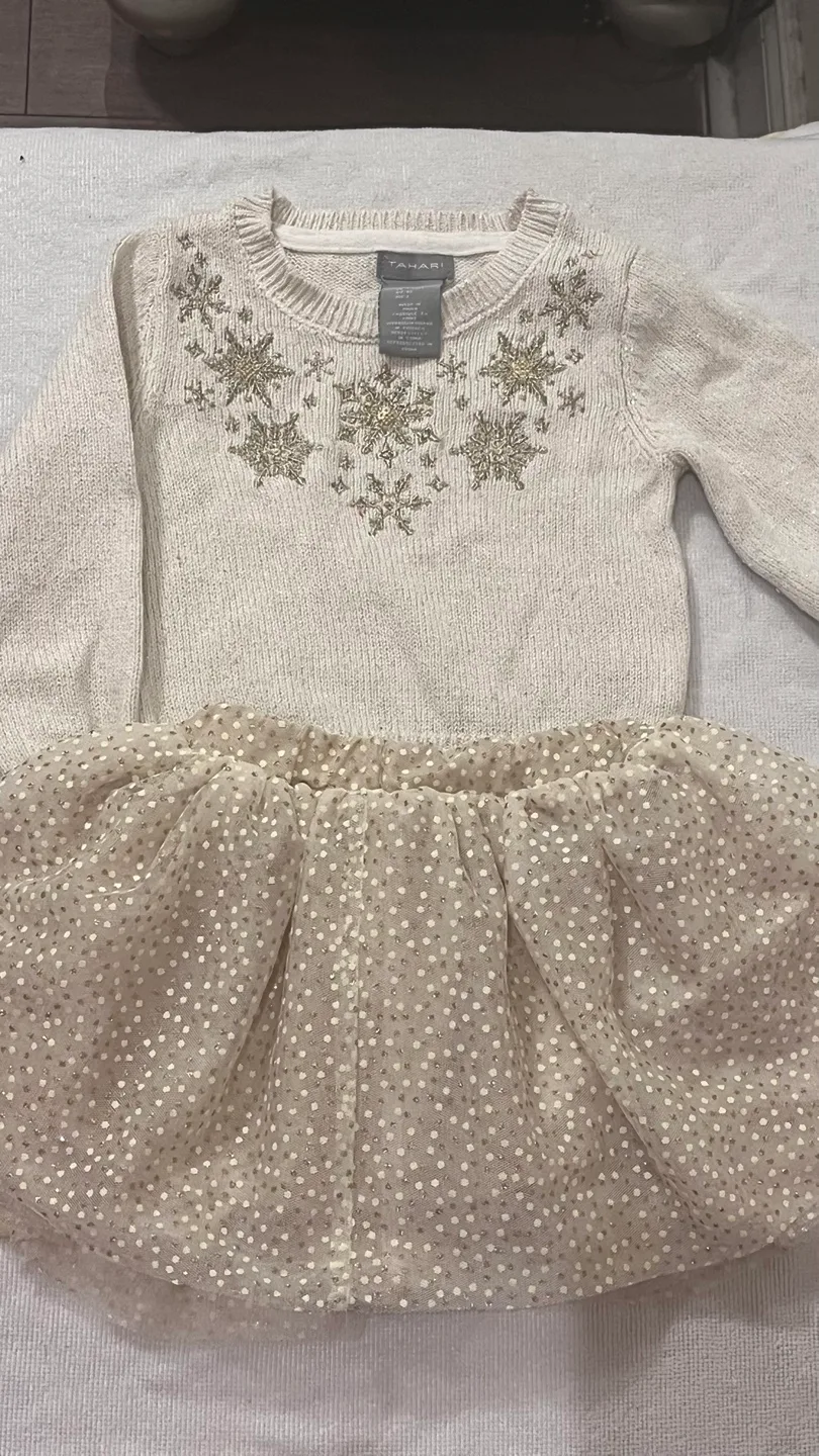 Tahari Girl's Knit Sweater Dress with Tulle Skirt thumbnail
