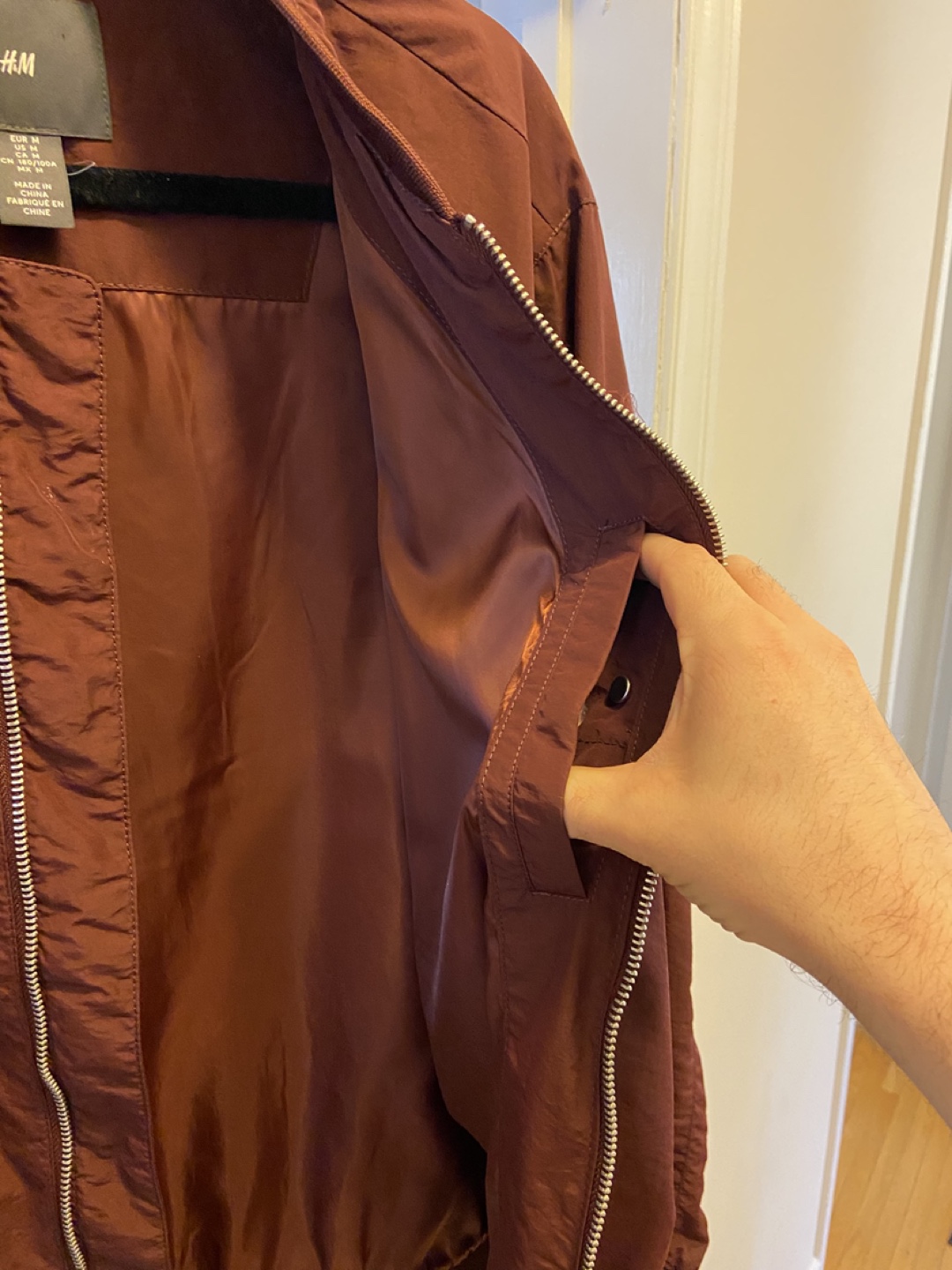 Men's H&M Burgundy Bomber Jacket - photo 3
