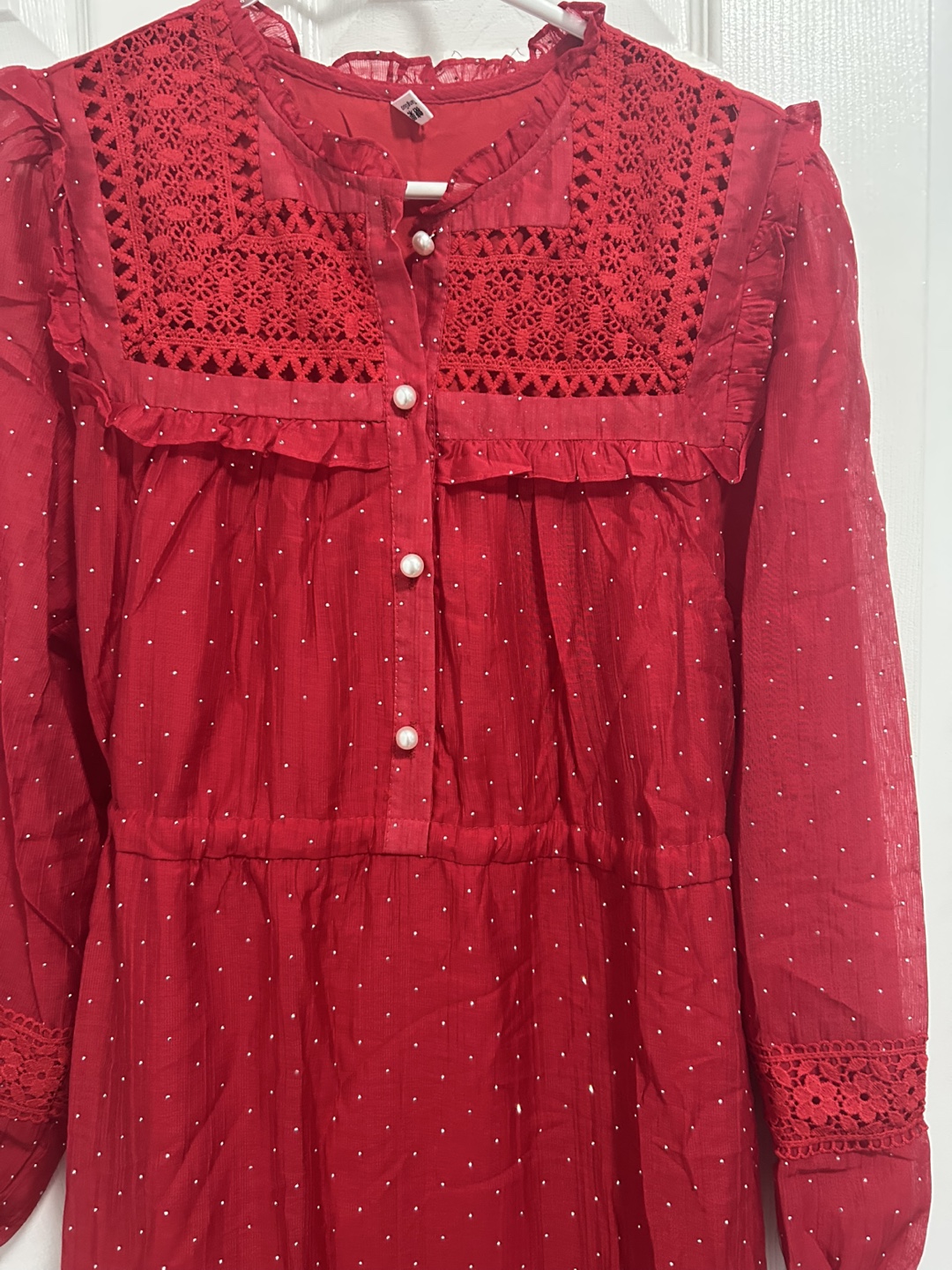 Red embroidered maxi dress - photo 3