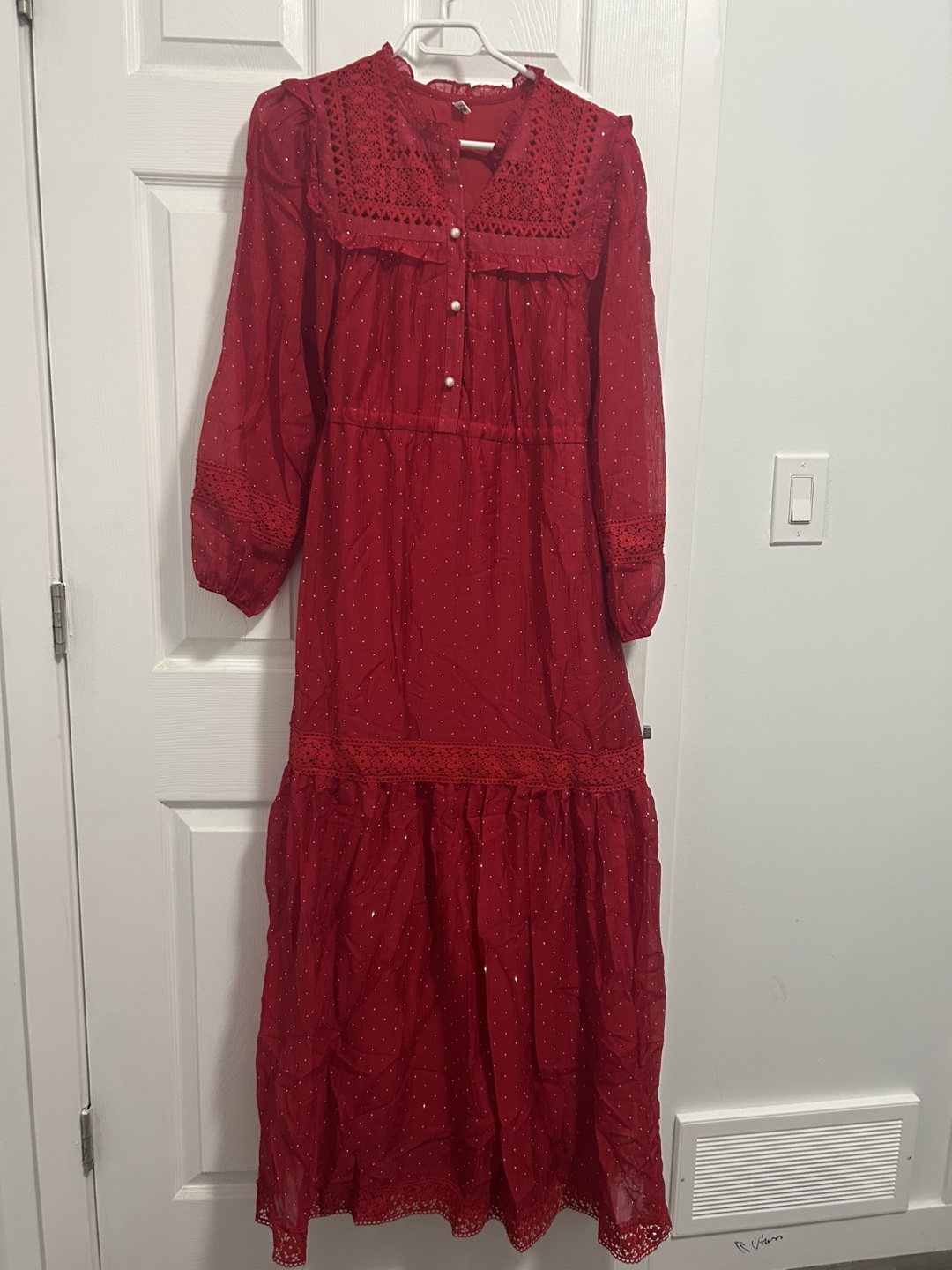 Red embroidered maxi dress - photo 4
