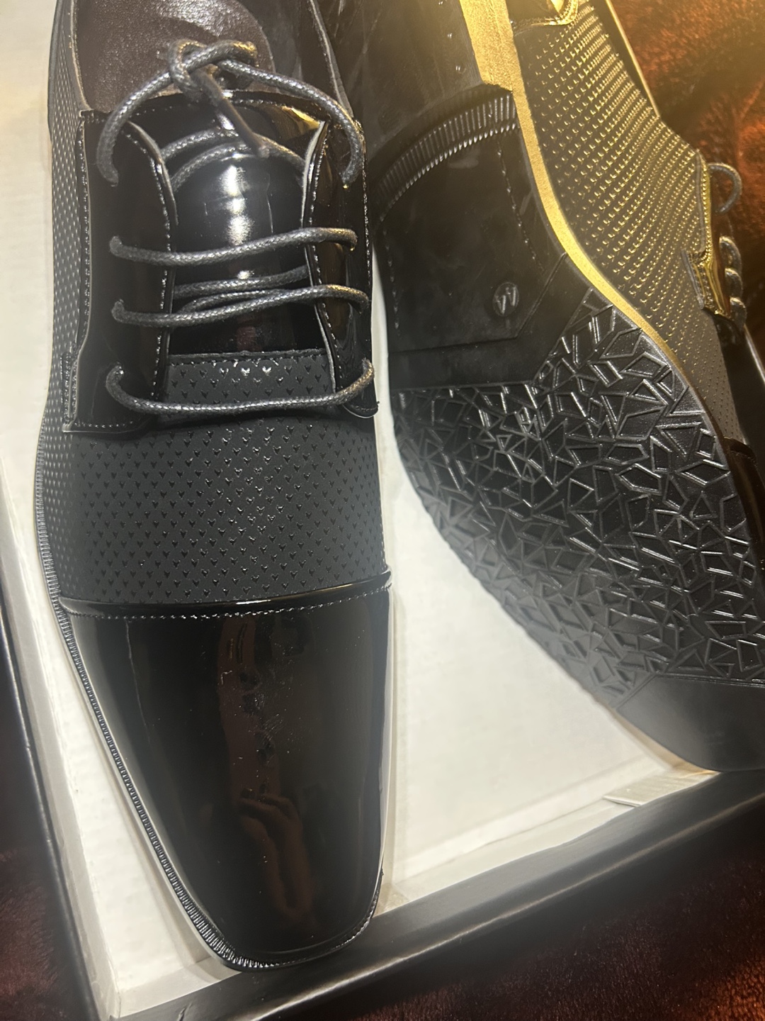 Men's Black Patent Synthetic Leather Dress Shoes - photo 3