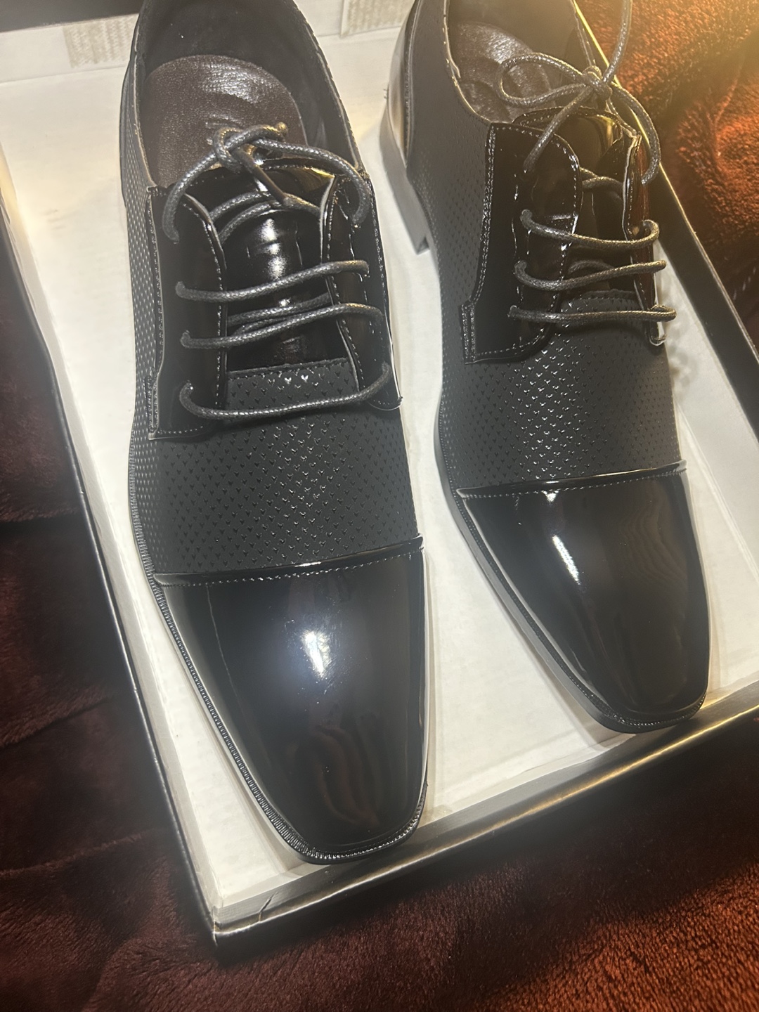 Men's Black Patent Synthetic Leather Dress Shoes - photo 5
