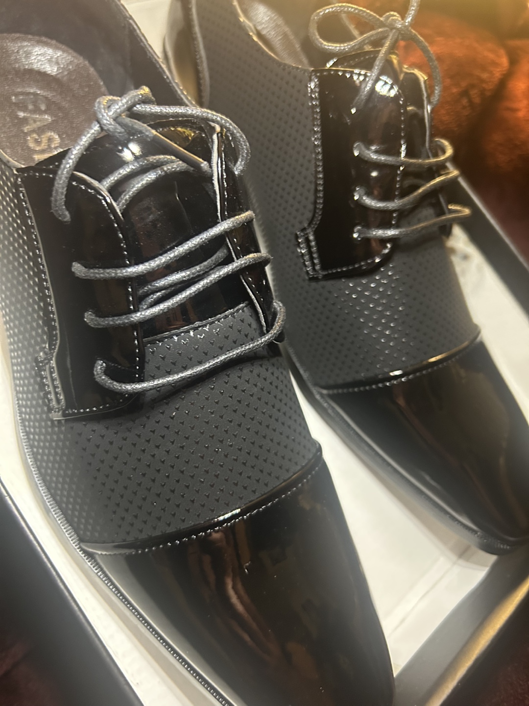 Men's Black Patent Synthetic Leather Dress Shoes - photo 2