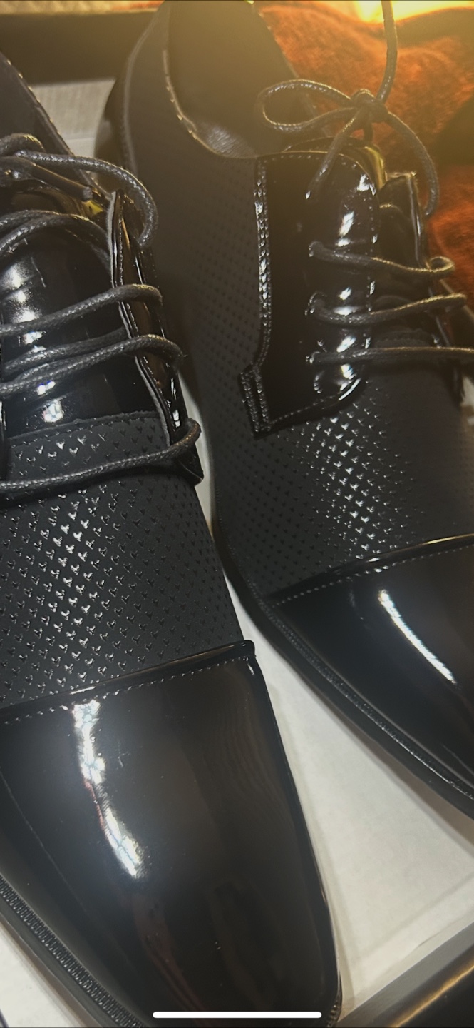Men's Black Patent Synthetic Leather Dress Shoes - photo 4