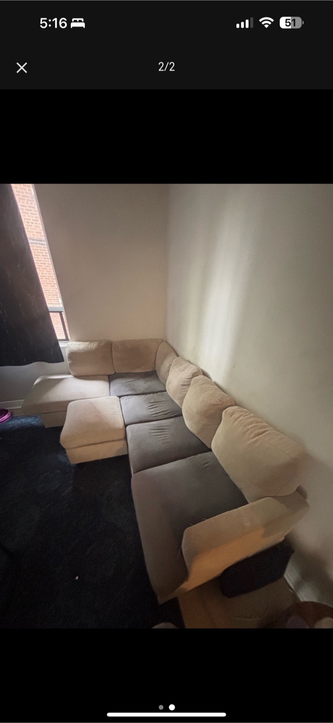 Beige Sectional Sofa with Ottoman #freecycle
