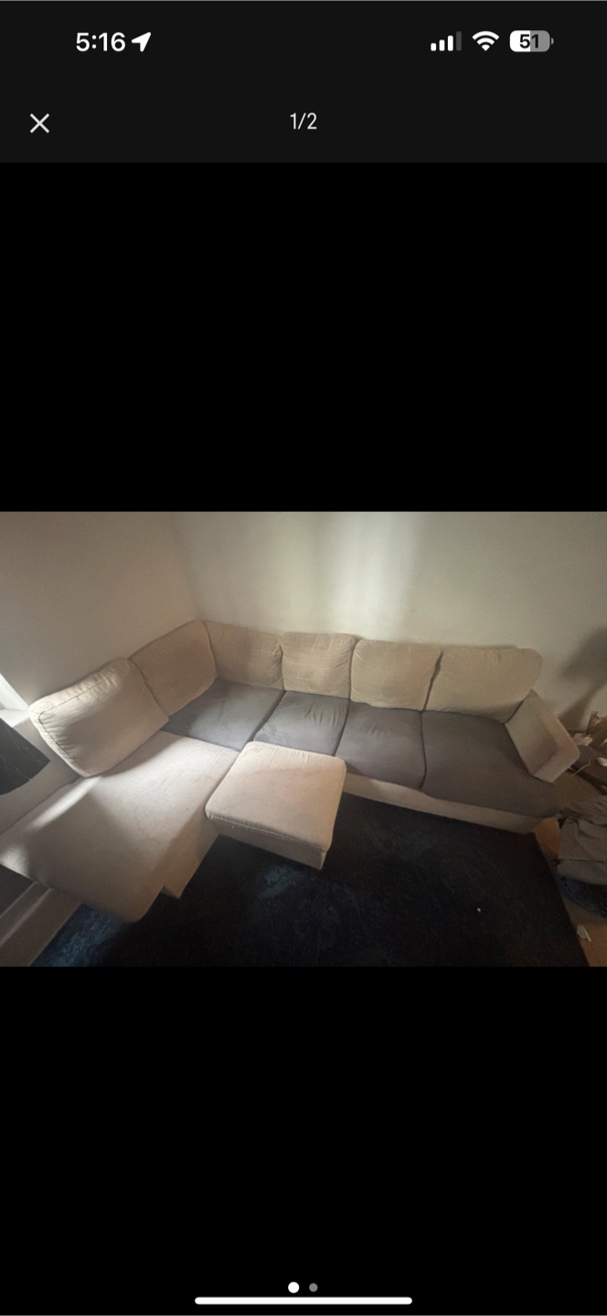 Beige Sectional Sofa with Ottoman #freecycle - photo 2
