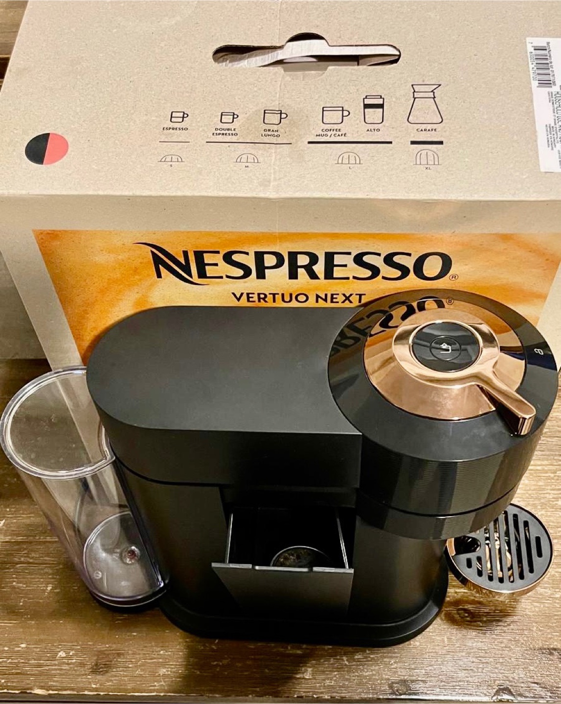 Nespresso Vertuo Next Coffee Machine - Black and Copper