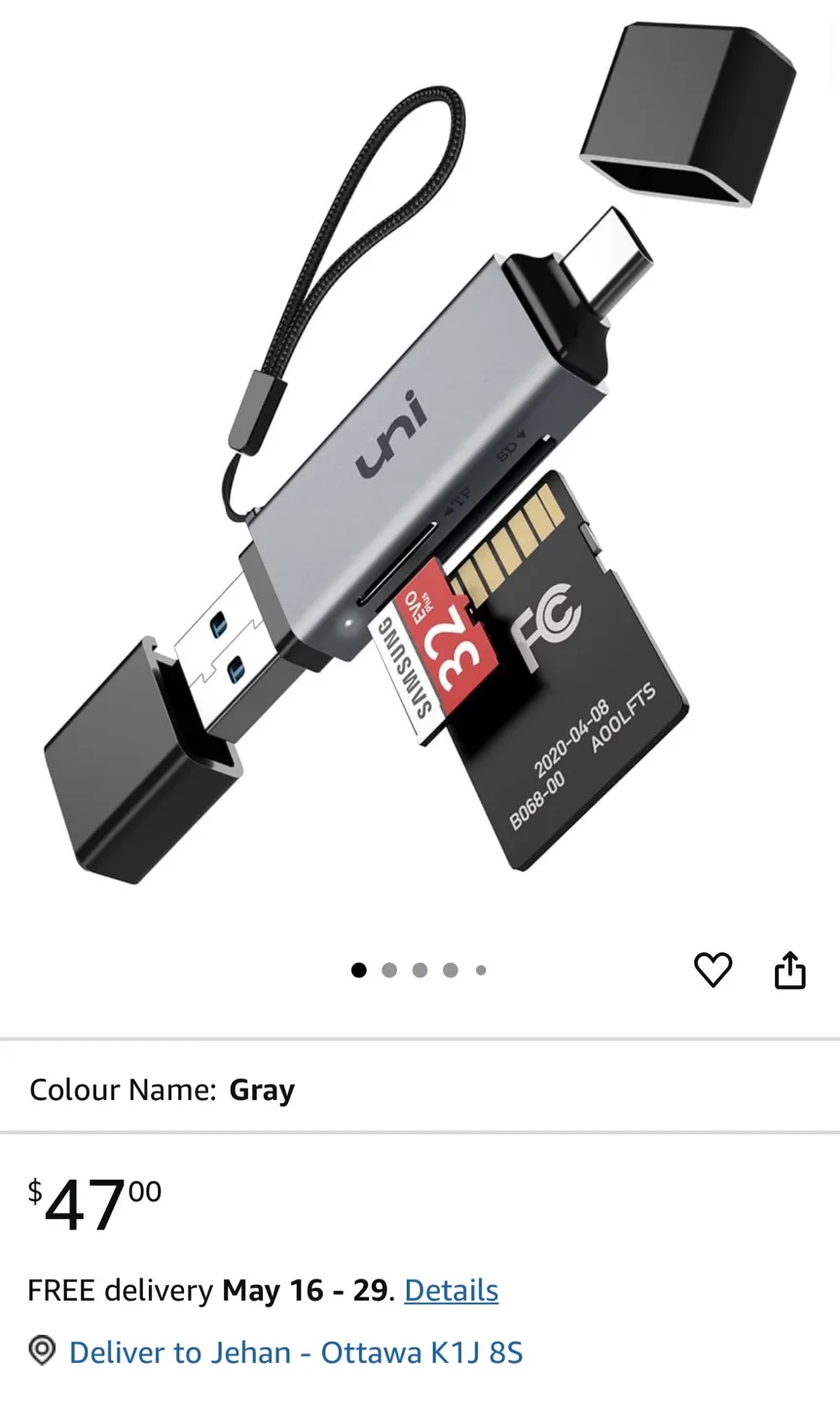 Uni Dual Slot SD Card Reader - USB 3.0/USB-C thumbnail
