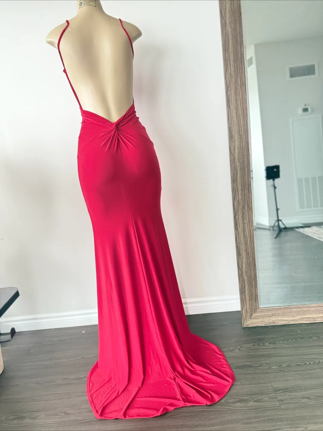 Club L London Stunning Red Maxi Dress - Open Back, V-Neck