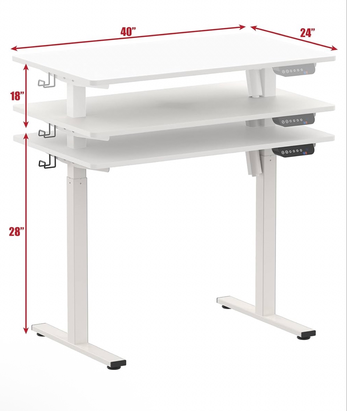 White Electric Standing Desk - Adjustable Height