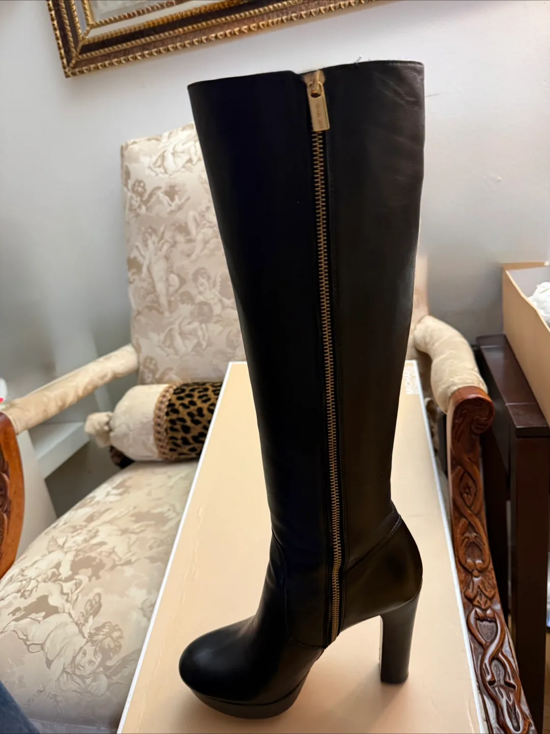 Michael Kors Lesly Black Leather Boots - Size 8M thumbnail