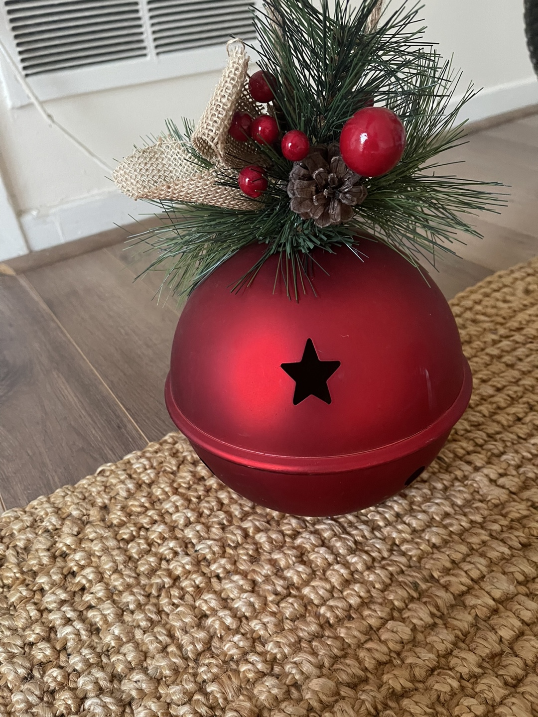 Red Metal Christmas Bell Decoration