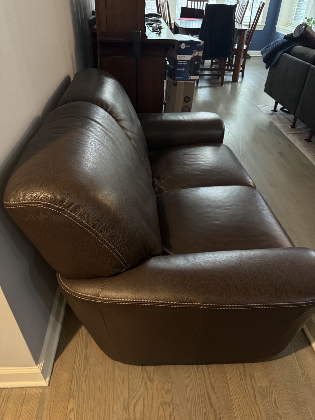 Brown Leather Loveseat