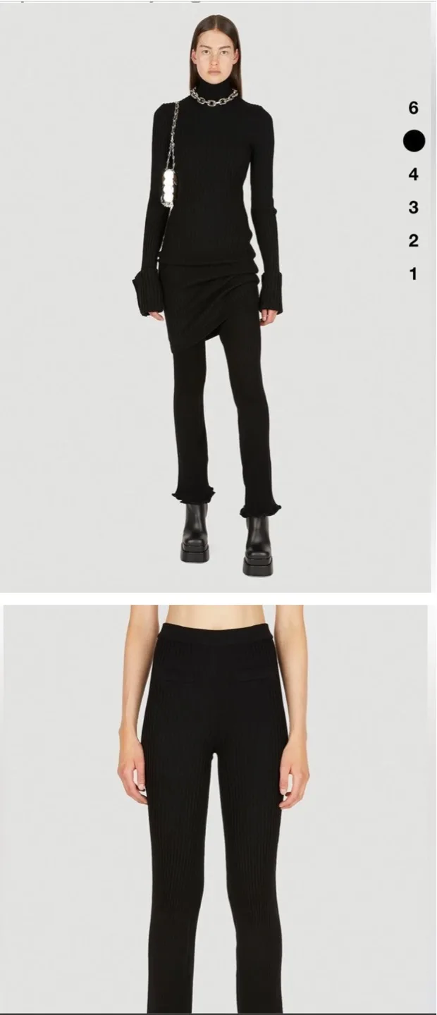 Paco Rabanne Ribbed Knit Flare Trousers in Black thumbnail