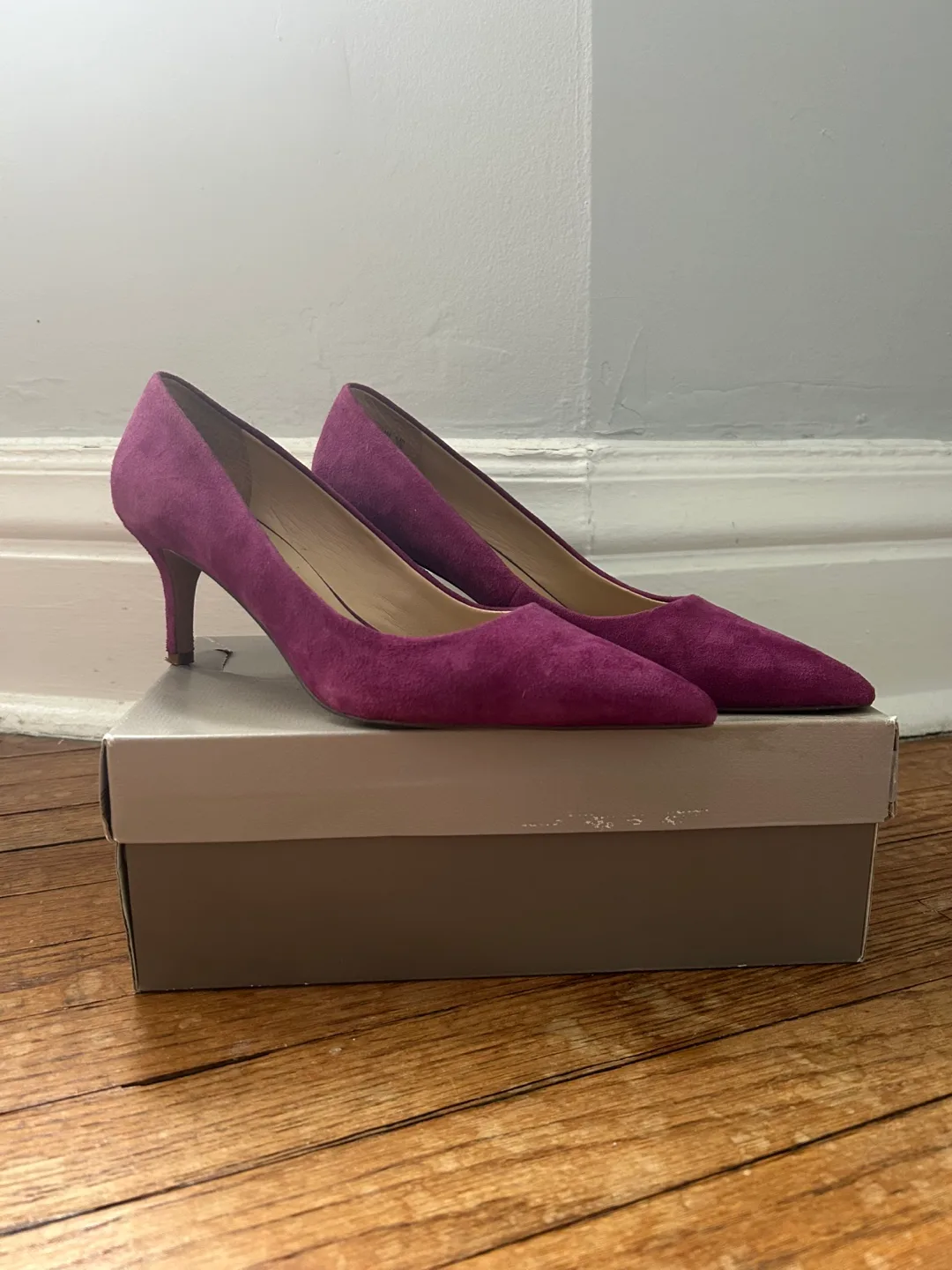 Franco Sarto Purple Suede Heels thumbnail
