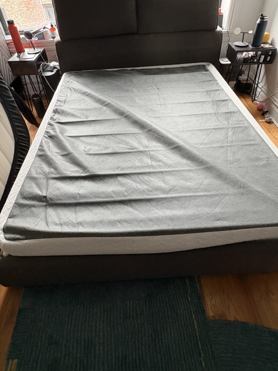 Queen Upholstered Bed Frame and mattress - photo 5