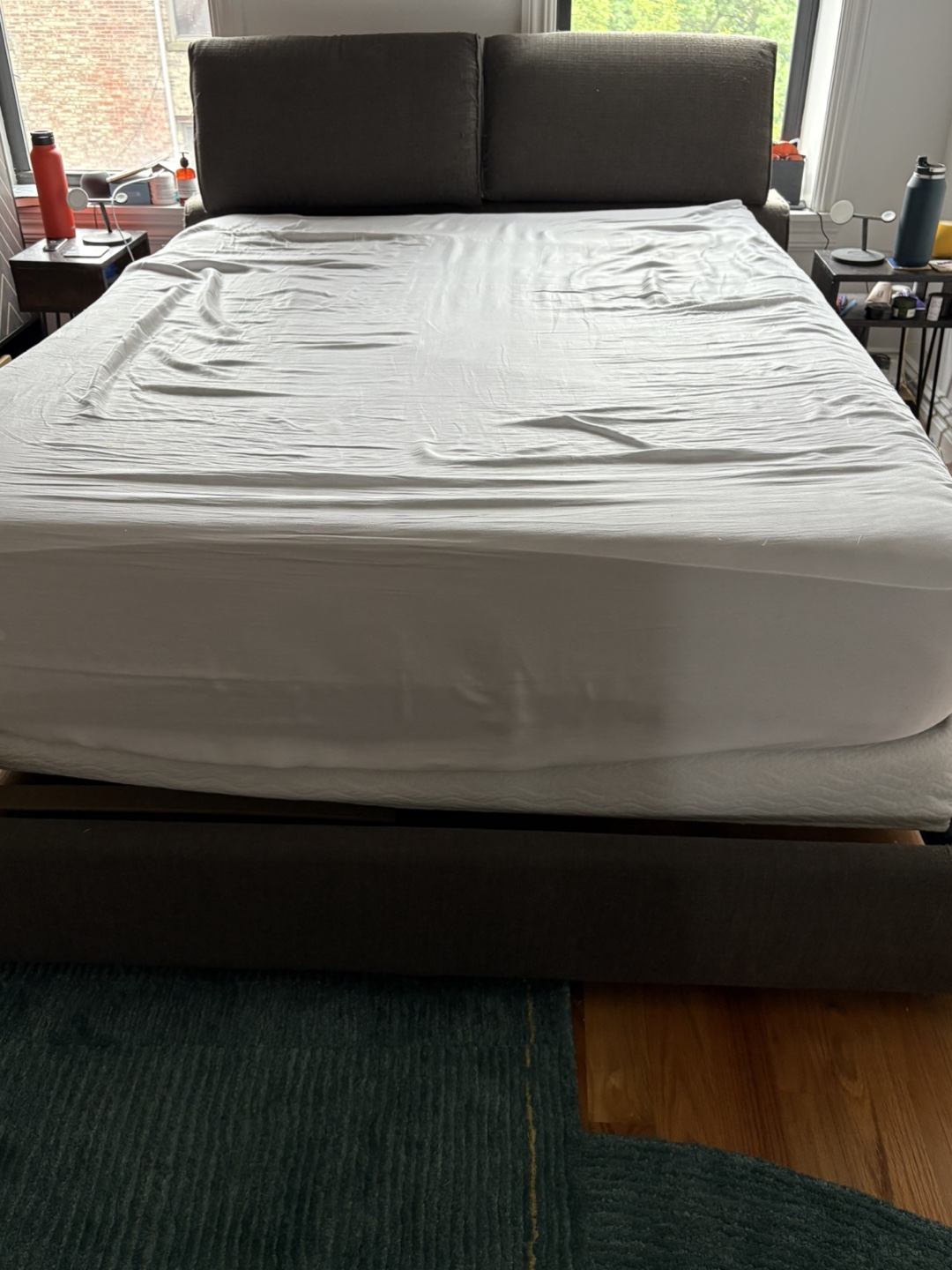 Queen Upholstered Bed Frame and mattress