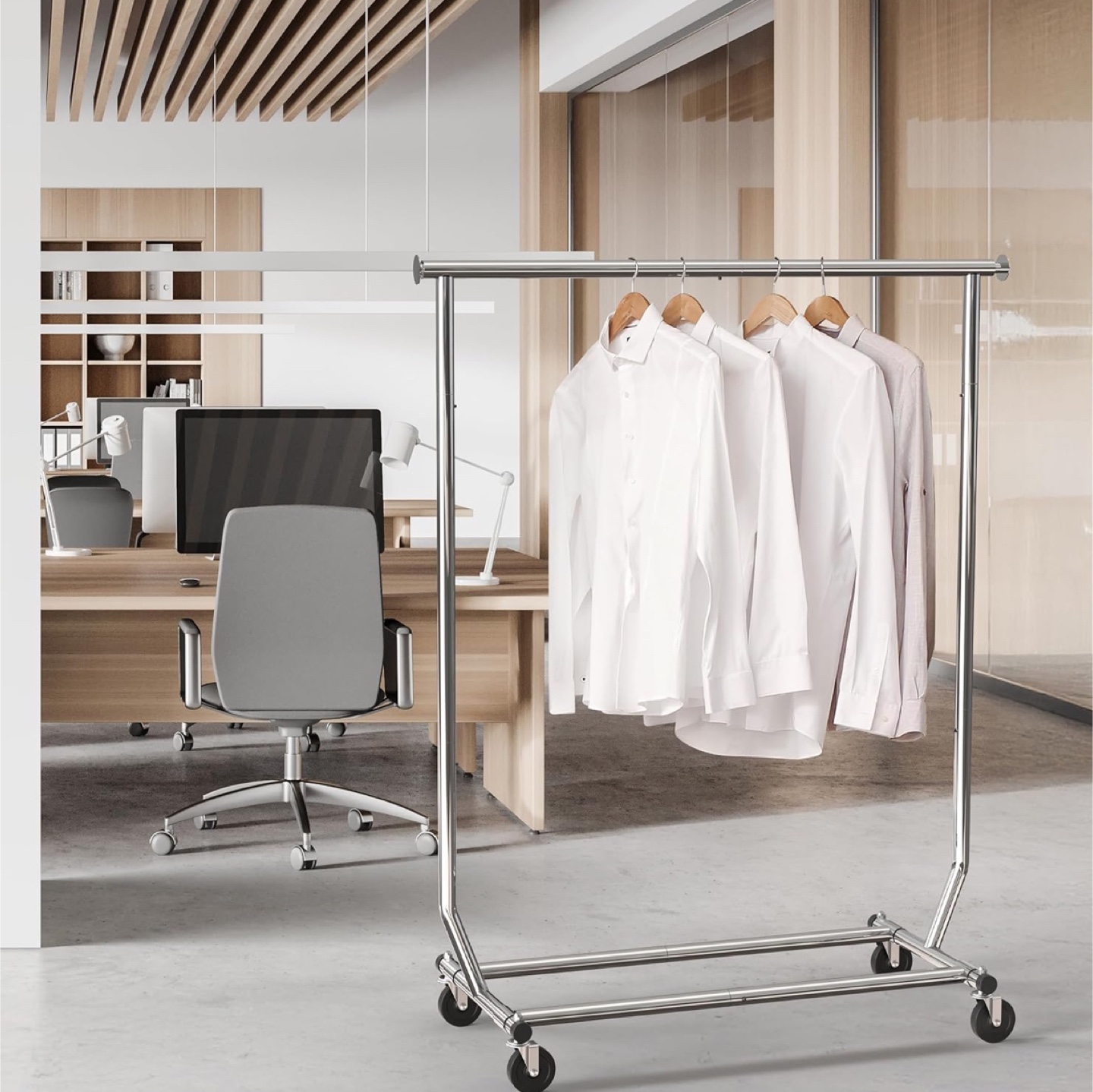 Rolling Garment Rack - Chrome Finish - photo 2