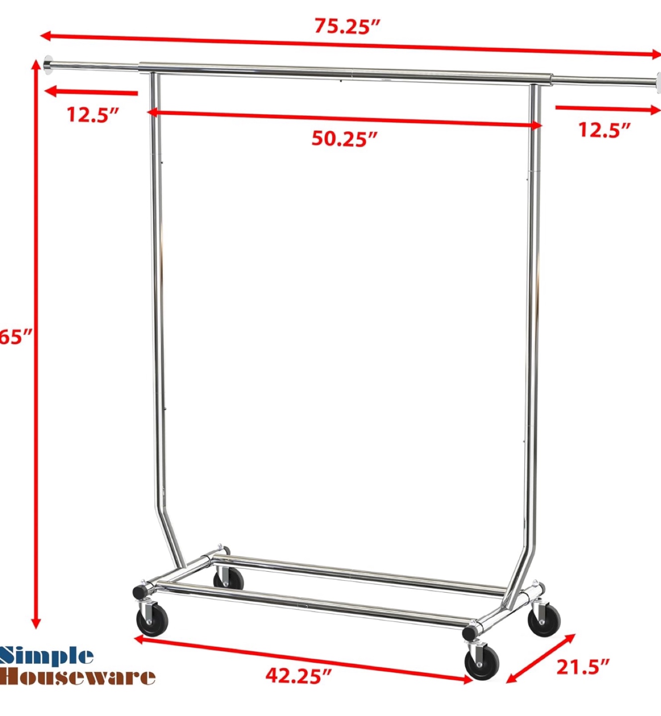 Rolling Garment Rack - Chrome Finish