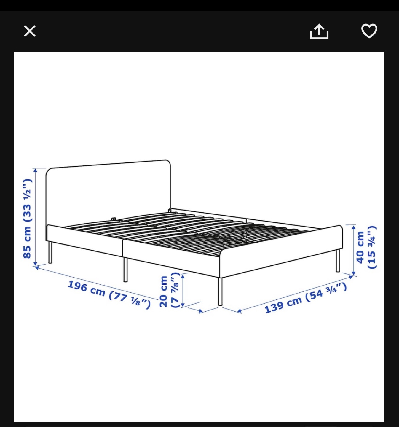 Full/Double IKEA SLATT bed frame (grey) - photo 3