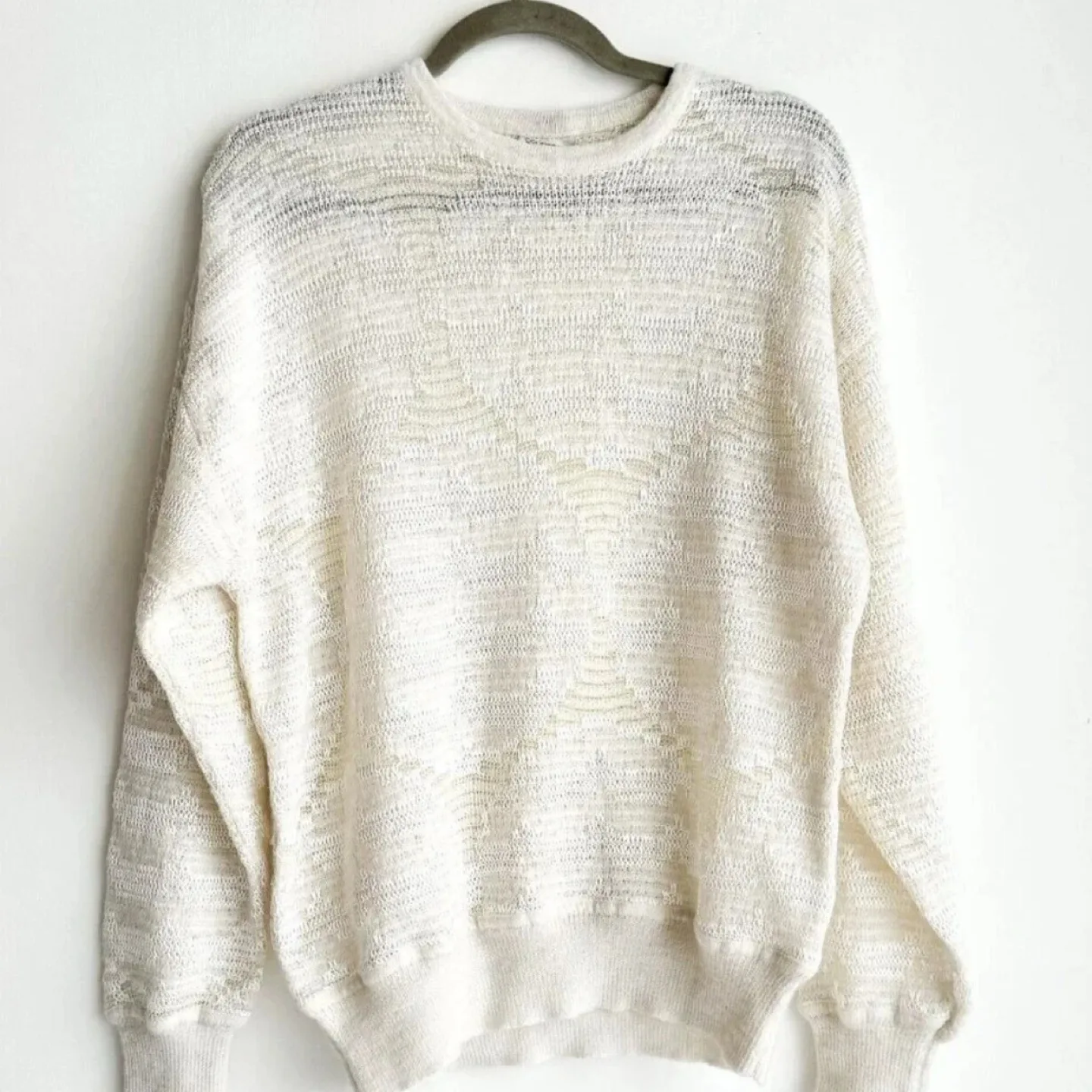 Vintage Courreges Unique Knit White Mohair Blend Sweater M/L thumbnail